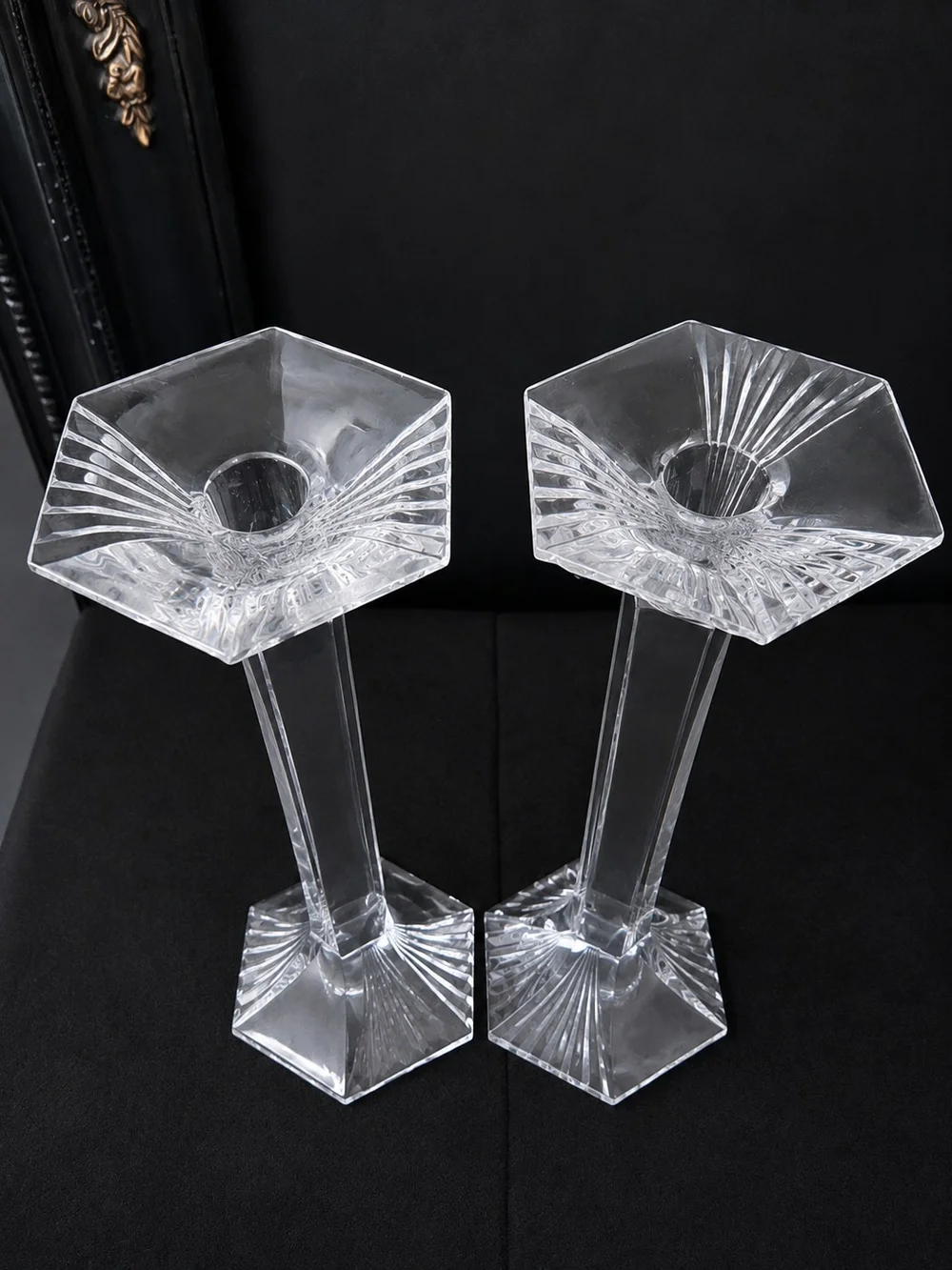 Vintage 80s MIKASA EXCELSIOR CRYSTAL 12INCH TALL CANDESTICKS